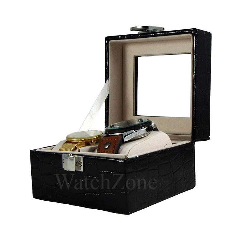 Caseta Ceasuri 2 Spatii Neagra / Visinie WZ1109