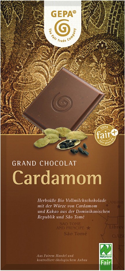 Ciocolata bio cu lapte si cardamom, 100g Gepa