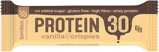 Baton proteic cu vanilie si crispies, 30% proteine, 50g Bombus
