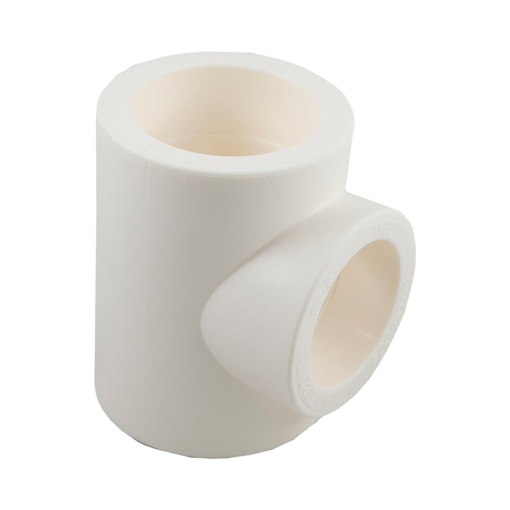 Teu redus PPR 75 mm Vesbo, 63 x 75 mm, filet interior, alb