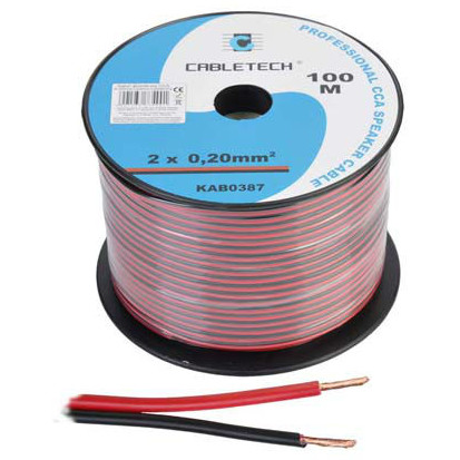 CABLU DIFUZOR CCA 2X0.20MM ROSU/NEGRU 100M
