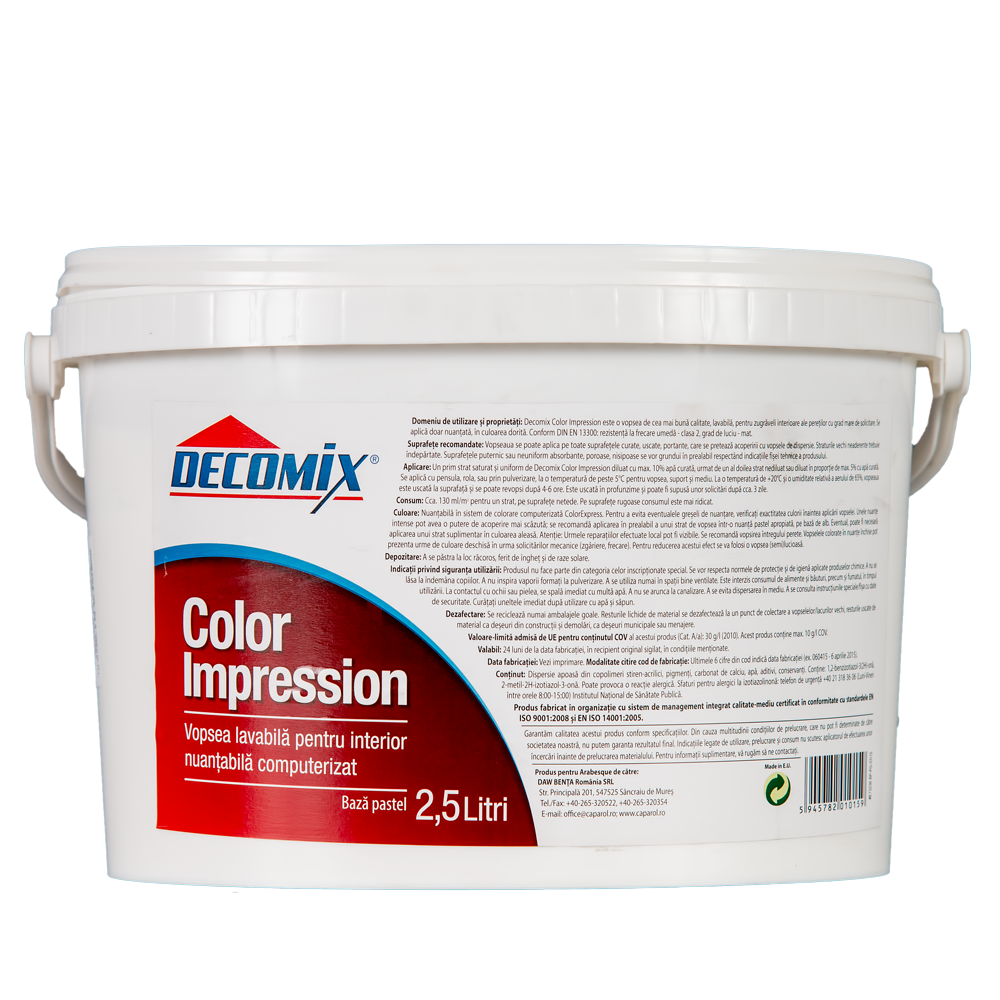 Vopsea pentru interior Decomix Color Impression, Baza Pastel, 2.5 l