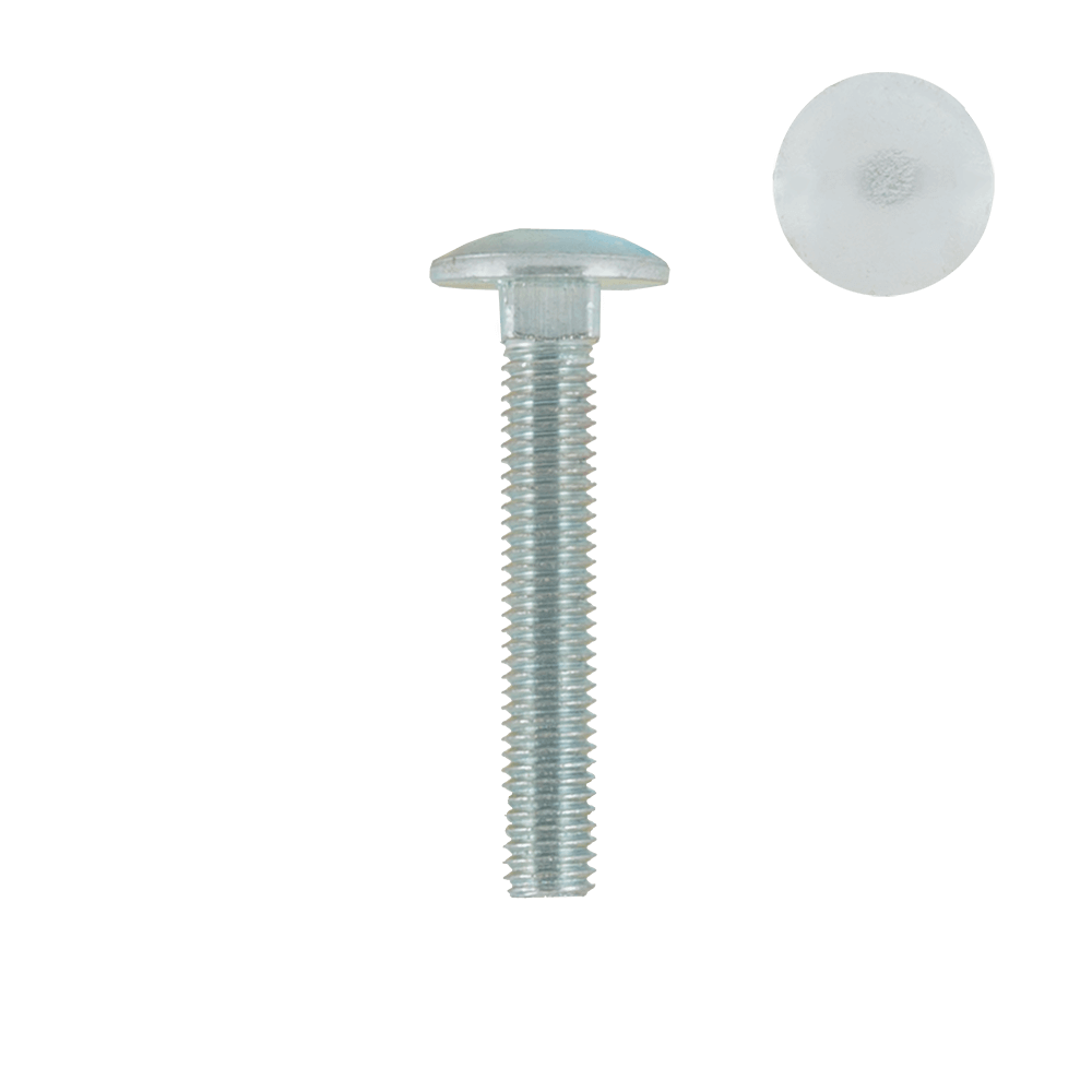 Set suruburi cap bombat torbant, gat patrat, otel zincat alb, DIN 603 - 4.6, M 8 x 50 mm, 25 bucati
