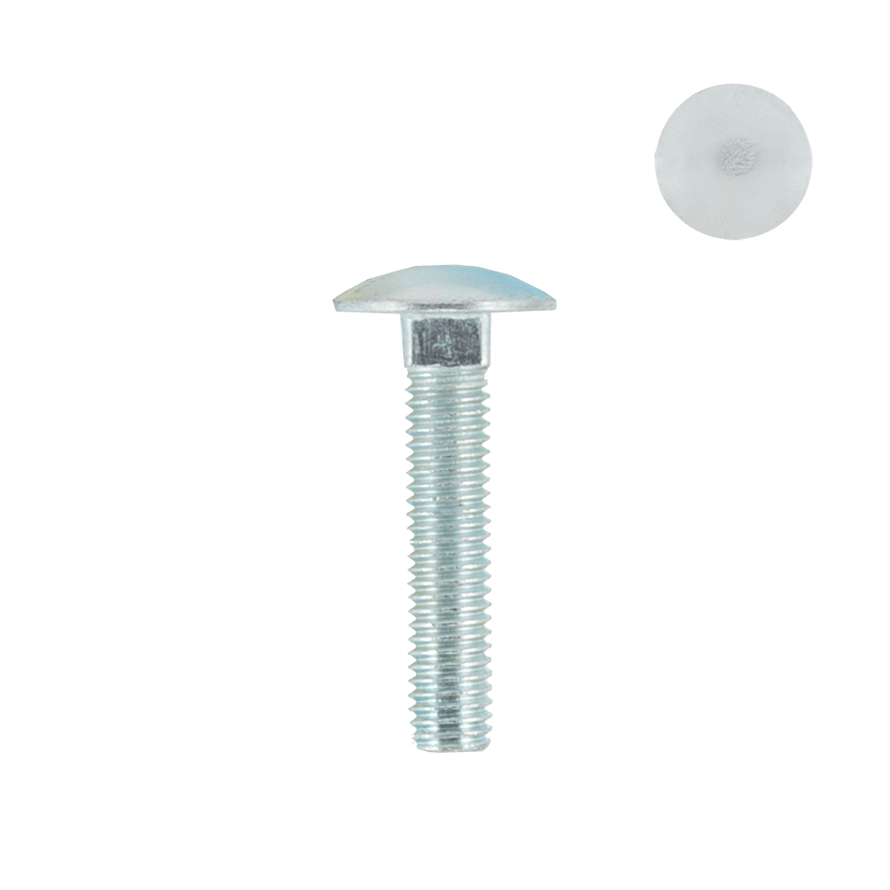 Set suruburi cap bombat torbant, gat patrat, otel zincat alb, DIN 603 - 4.6, M 8 x 40 mm, 50 bucati