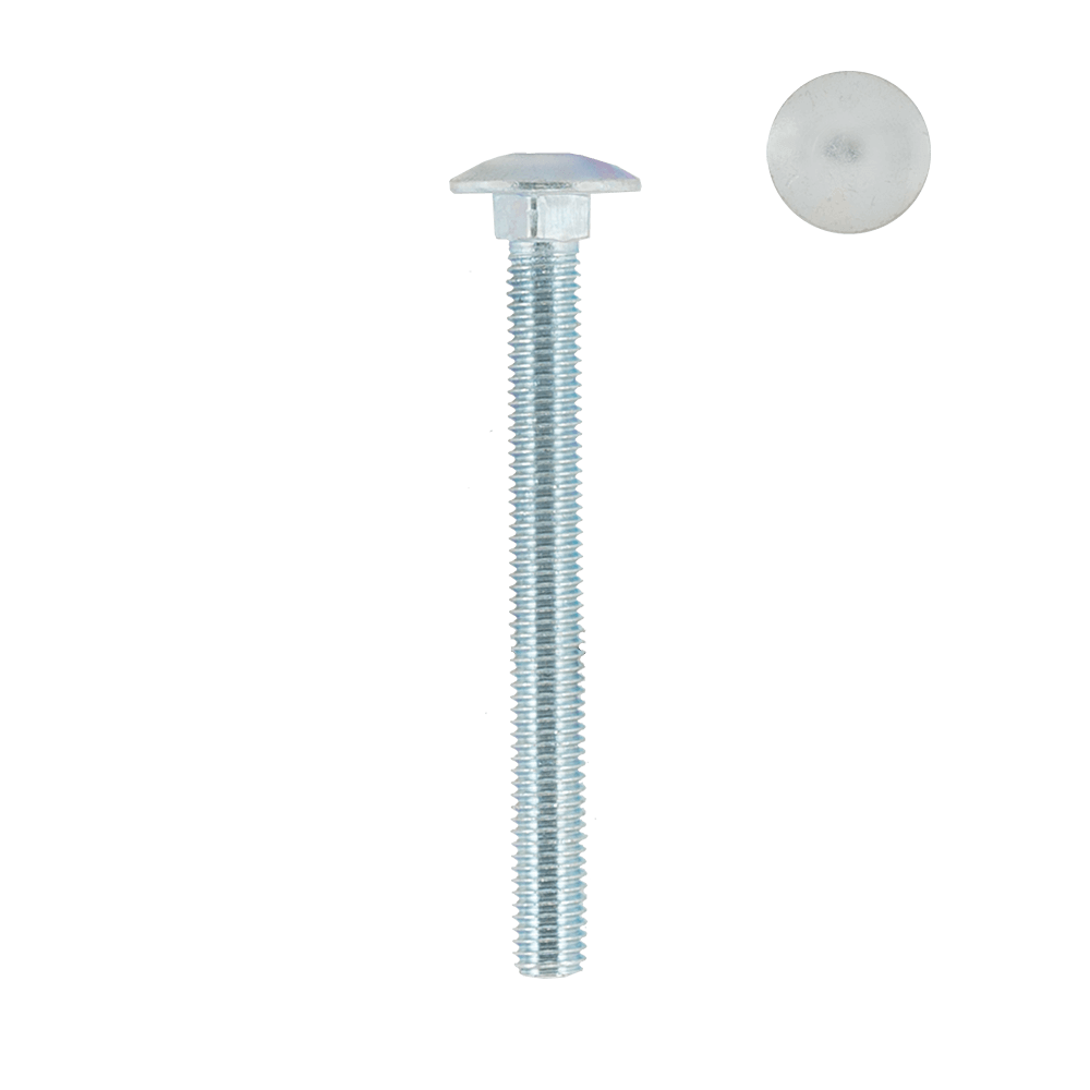 Set suruburi cap bombat torbant, gat patrat, otel zincat alb, DIN 603 - 4.6, M 8 x 80 mm, 25 bucati