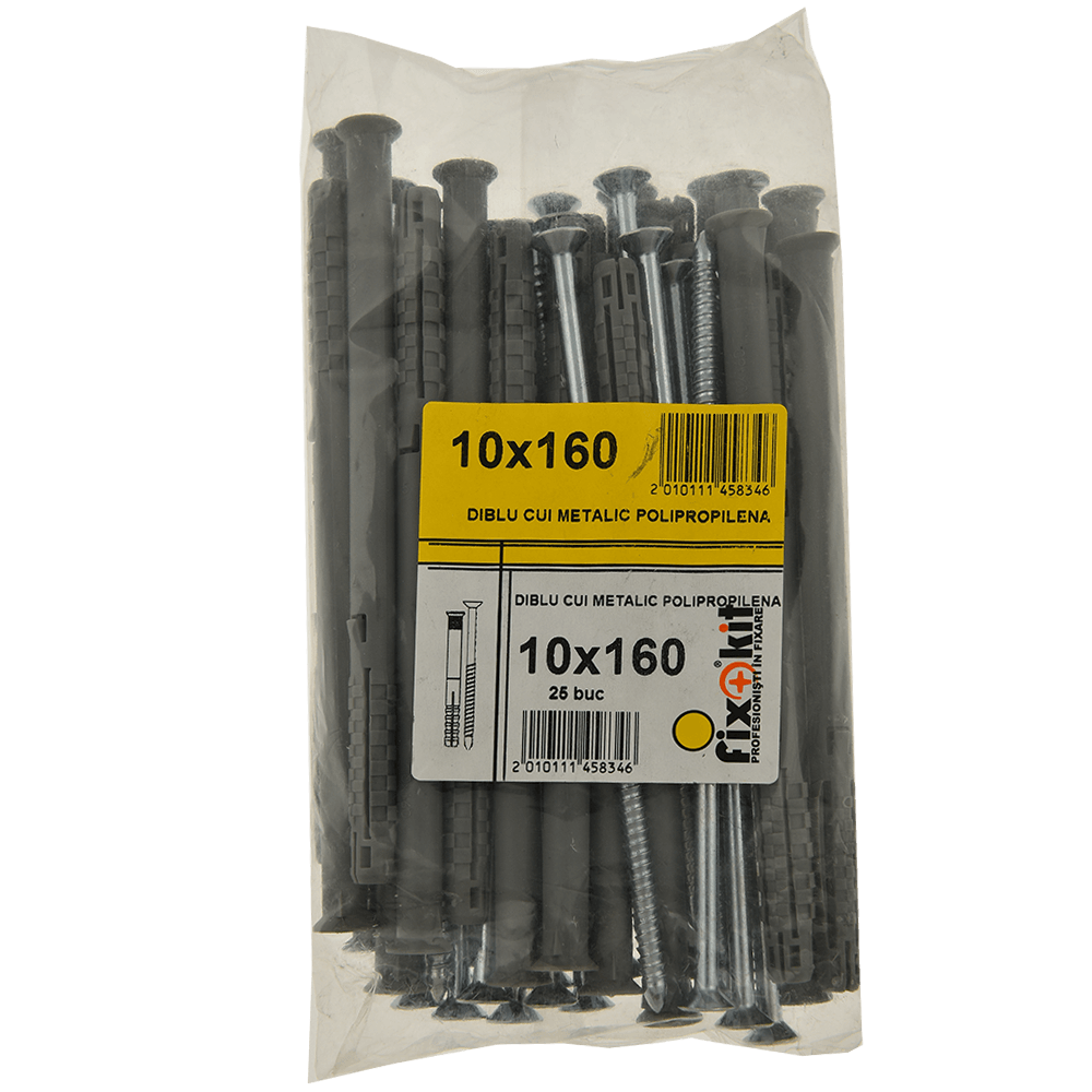 Diblu cui metalic polipropilena, 10 x 160 mm, 25 buc/set