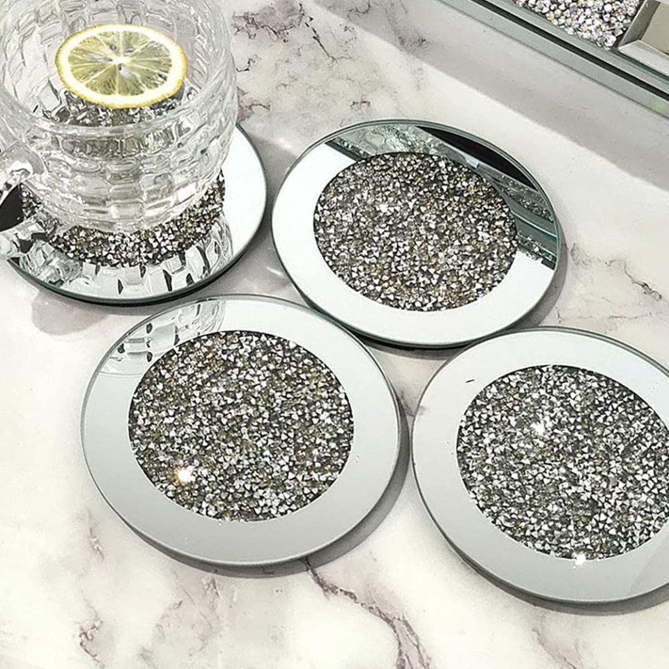 SPOG1 - Set 4xSuport pahare oglinda, 10 cm, tip Cristal