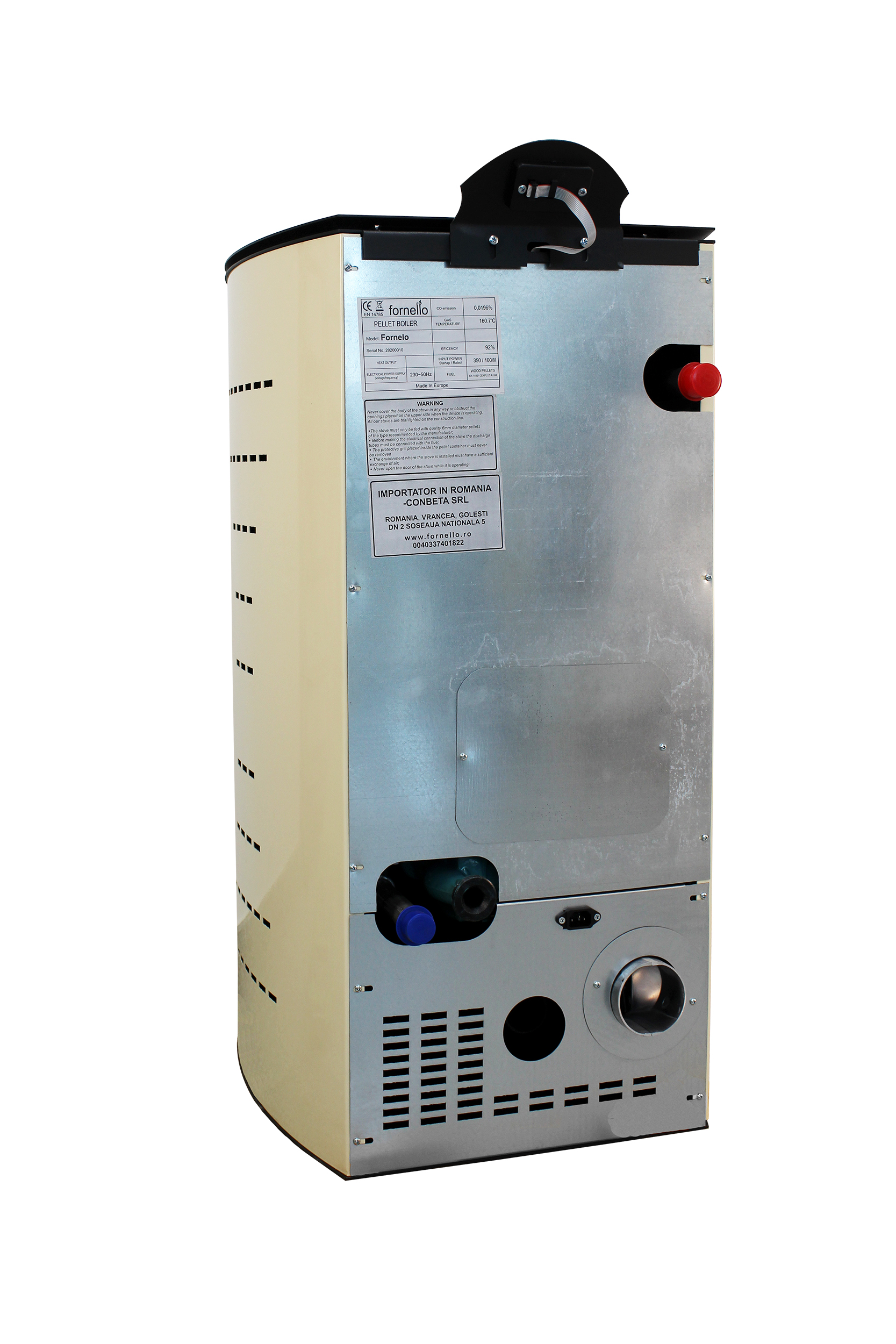 Termosemineu  centrala peleti Fornello Michelle  12 KW complet echipat pentru  incalzire pompa vas  expansiune automatizare telecomanda buncar  tiraj fortat aprindere automata