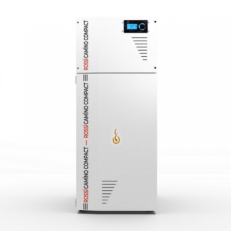 Pachet Centrala termica compacta pe peleti Fornello Rossi Camino Compact 25 kw pompa de circulatie vas expansiune tiraj fortat Ecodesign A+ Boiler Termoelectric Fornello 100l si kit evacuare 80 mm 35 metri