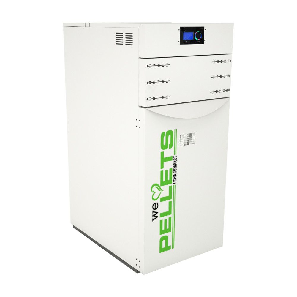 Pachet Centrala termica pe peleti Fornello Lidya Compact 25 kw echipata cu pompa electronica Grundfos vas expansiune manometru aerisitor supapa arzator inox A+ Cos inox 6 ml 120 mm