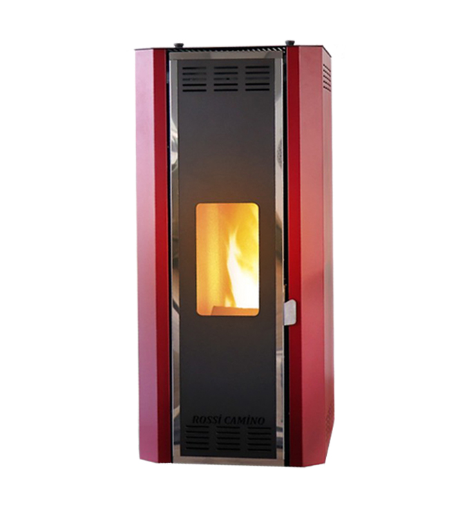 Termosemineu pe peleti Fornello Camino Rossi 25 kW pompa Grundfos vas expansiune arzator inox