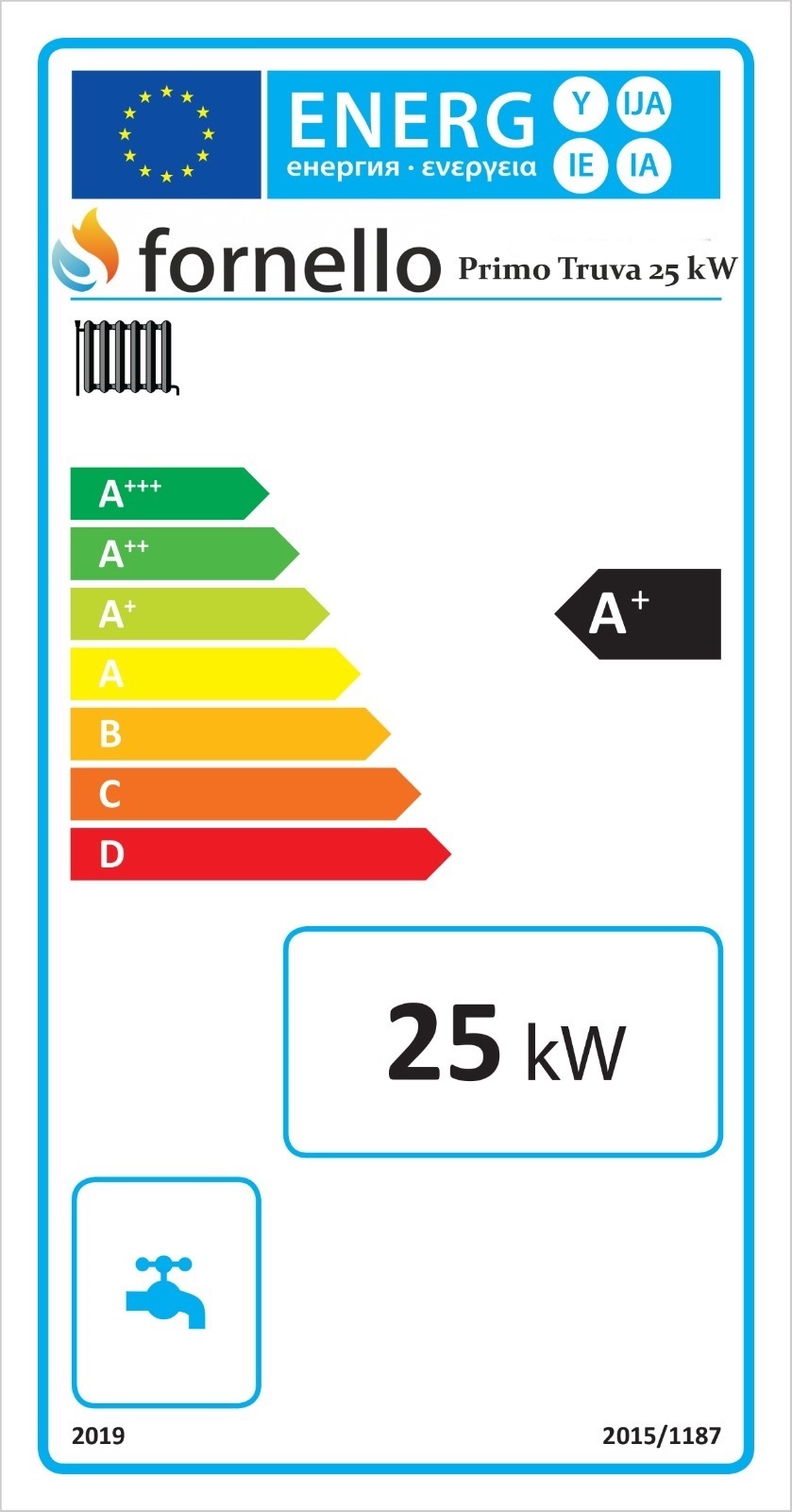 Termoșemineu Fornello Primo Truva 25 kW Ivory cu kit complet încorporat pentru sistemul de încălzirepompa de circulatievas de expansiunesupape de sigurantaSistem de curatare MECANICA creuzet