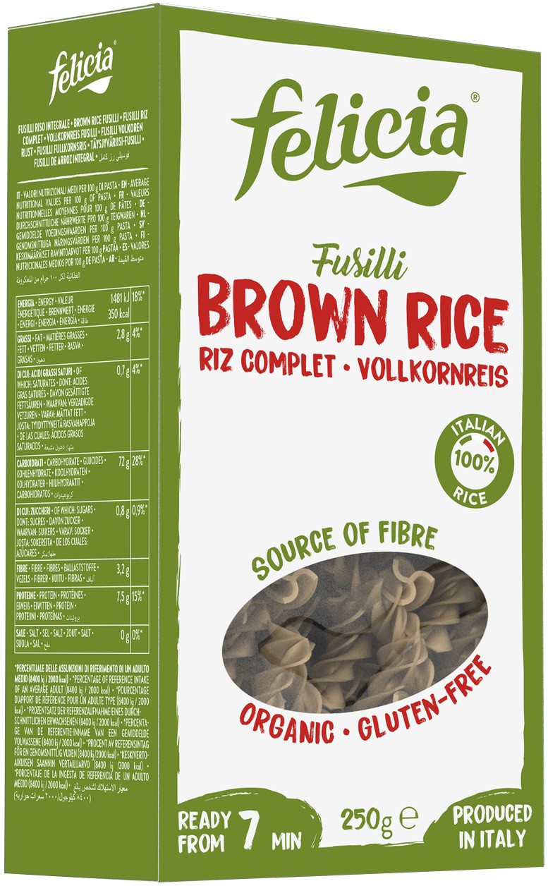 Fusilli din orez integral 250g Felicia