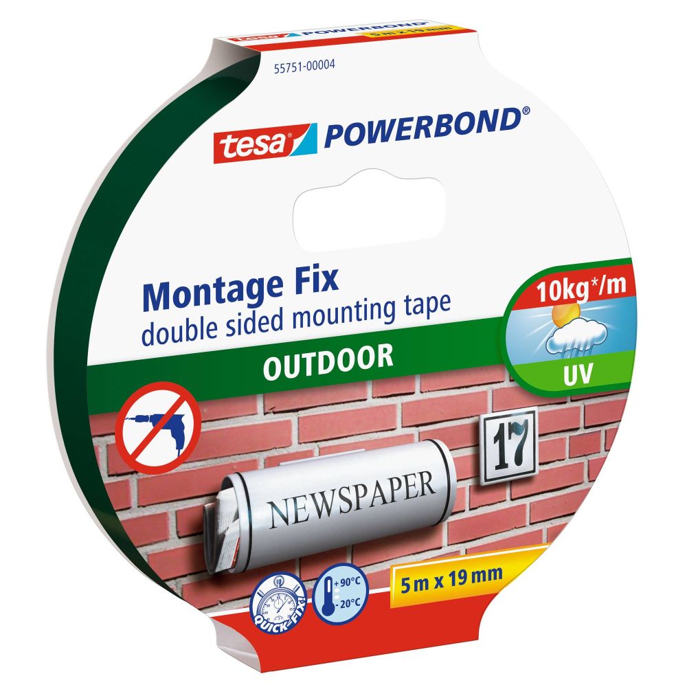 Banda dublu adeziva montaj Tesa Powerbond 55751, translucida, exterior, 19 mm, 5 m