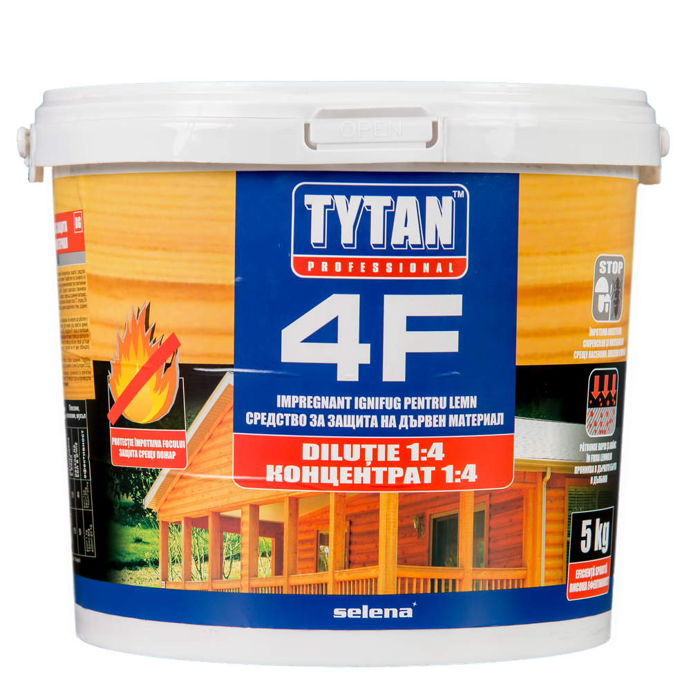 Impregnant ignifug pentru lemn Tytan 4F, 5 kg