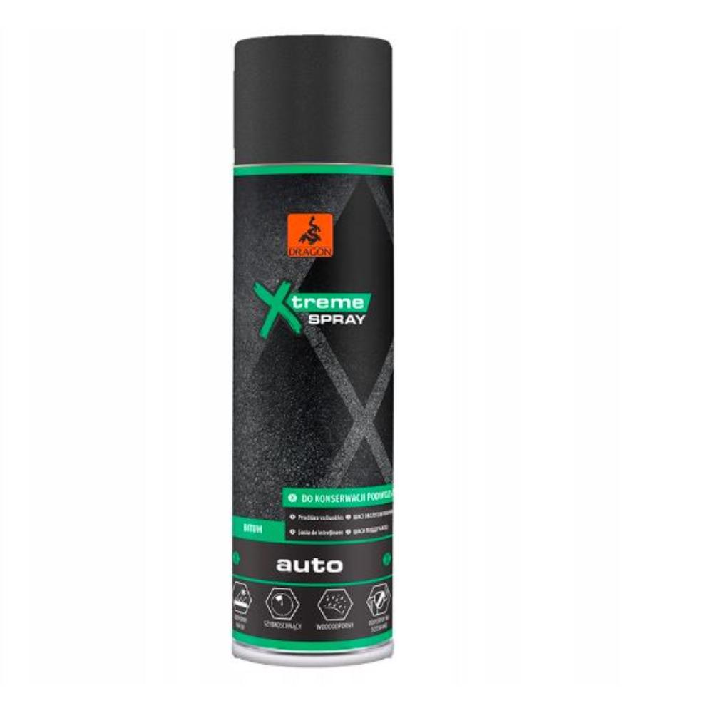 Vopsea spray auto protectie sasiu Dragon Xtreme,negru, mat, interior/exterior, 500 ml