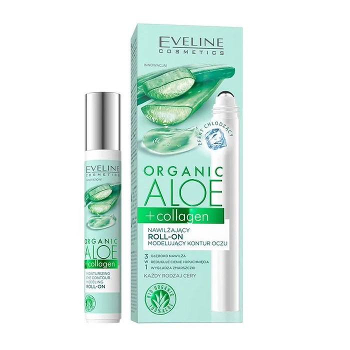 Gel hidratant pentru conturul ochilor Eveline Cosmetics Organic Aloe + Collagen (Concentratie: Crema pentru ochi, Gramaj: 15 ml)