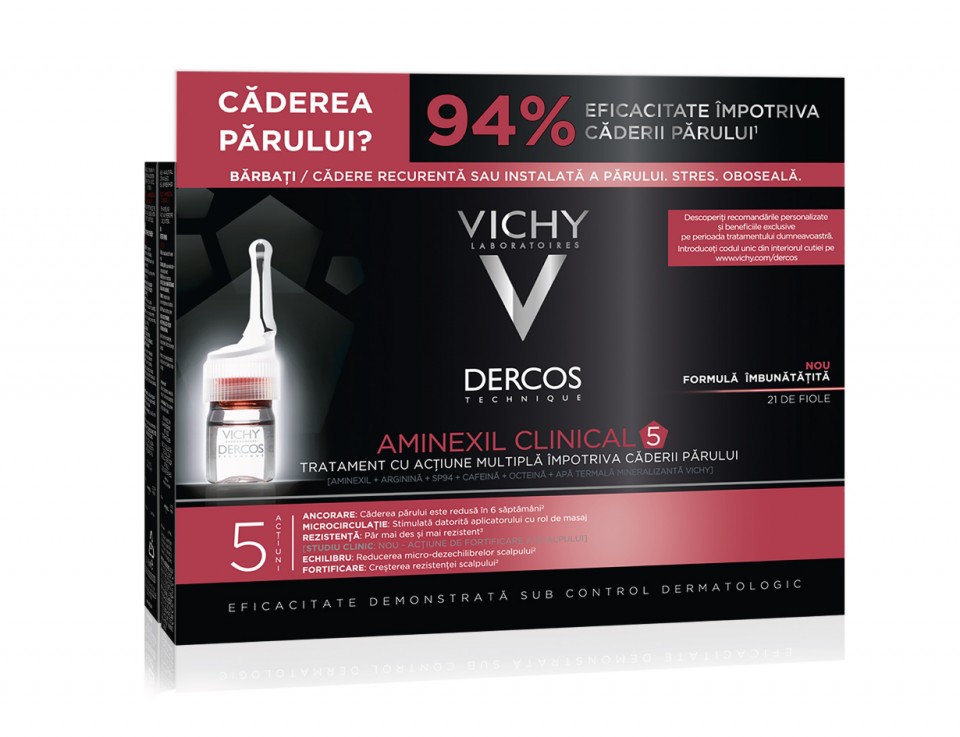 Tratament impotriva caderii parului pentru barbati Vichy Dercos Aminexil Clinical 5 (Concentratie: Tratamente pentru par, Gramaj: 21 Fiole)