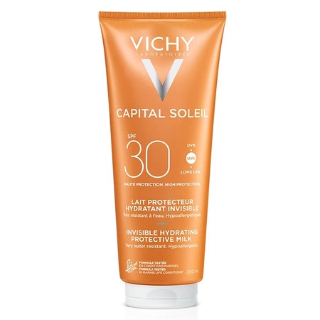 Lapte hidratant pentru protectie solara fata si corp SPF 30 Vichy Capital Soleil (Concentratie: Lapte de corp, Gramaj: 300 ml)