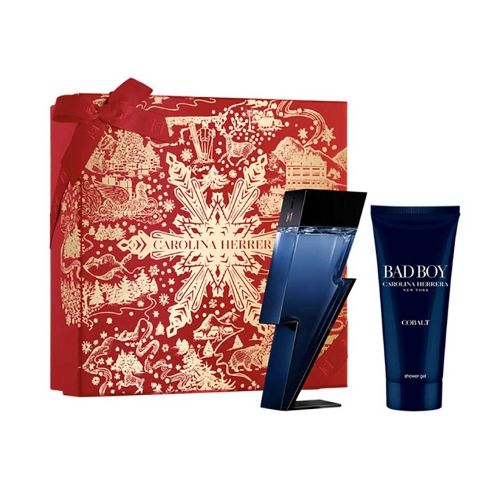 Set cadou Carolina Herrera Bad Boy Cobalt, Apa de Parfum, Barbati (Continut set: 100 ml Apa de Parfum + 100 ml Gel de dus)
