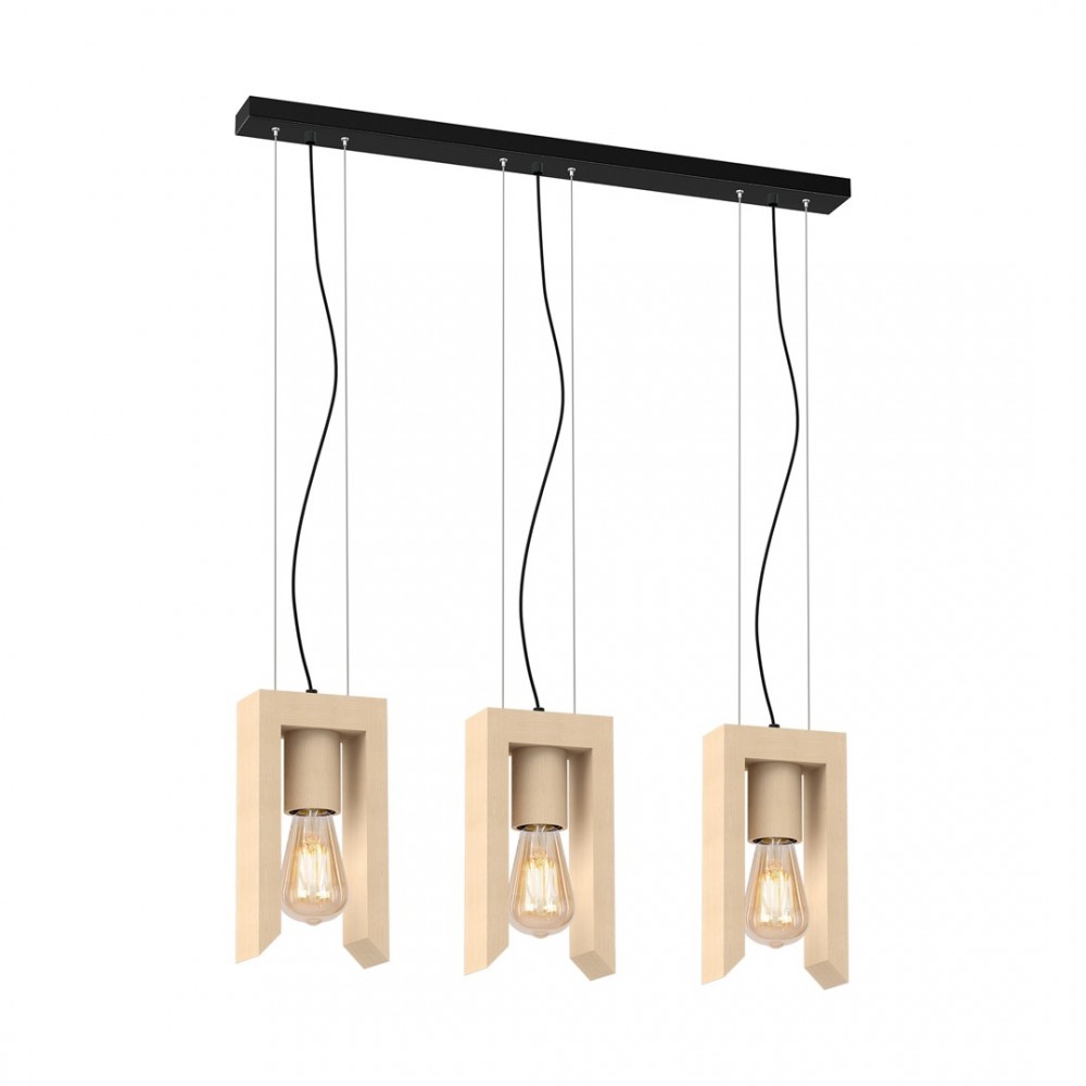 Suspensie Vincenzo 54190, lemn, bej, 3 x E27, 60W, 60 cm
