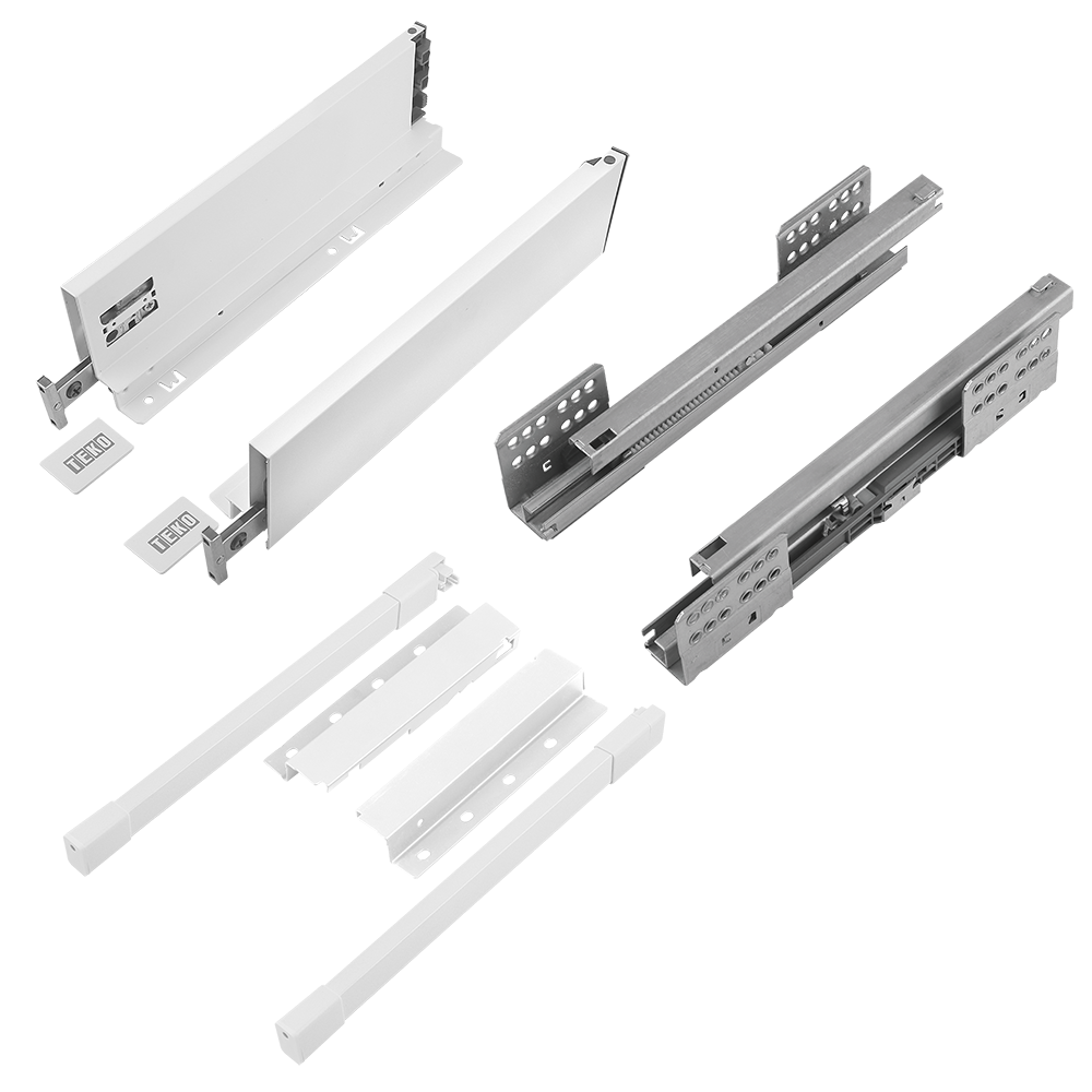 Sistem pentru sertar Teko Slim, metal, alb, 40 kg, 500 x 199 mm
