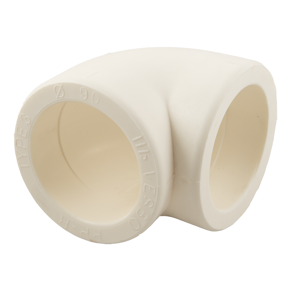 Cot PPR 90° Vesbo, filet interior, 90 mm, alb