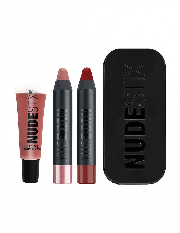 Set Creion si balsam de buze Nudestix Nude + Red Hot Lip 3 Piece Kit (Culoare produse: Royal, Posh, Nude 4, Gramaj: 2 ml + 2,5 ml + 2,5 ml)