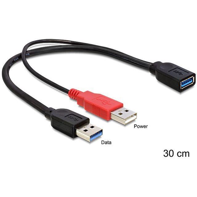 Delock cable USB 3.0-A female > USB 3.0-A male + USB 2.0-A male