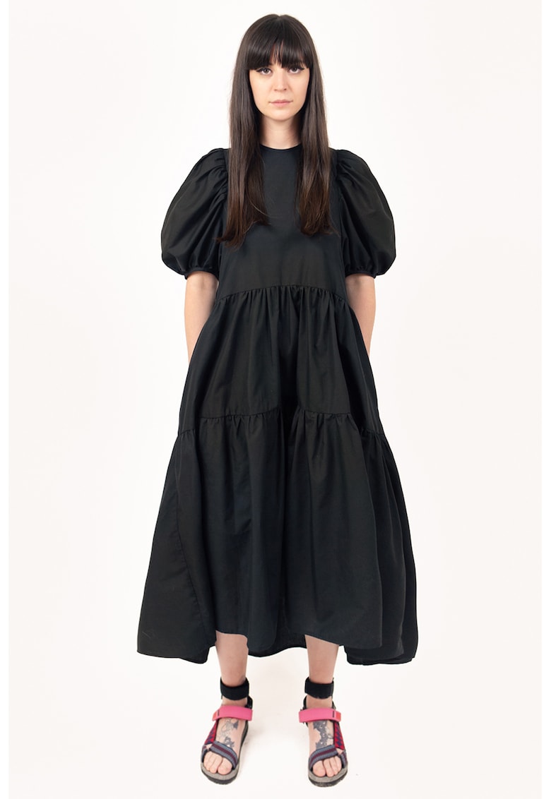 Rochie midi cu decupaj pe partea din spate - Negru