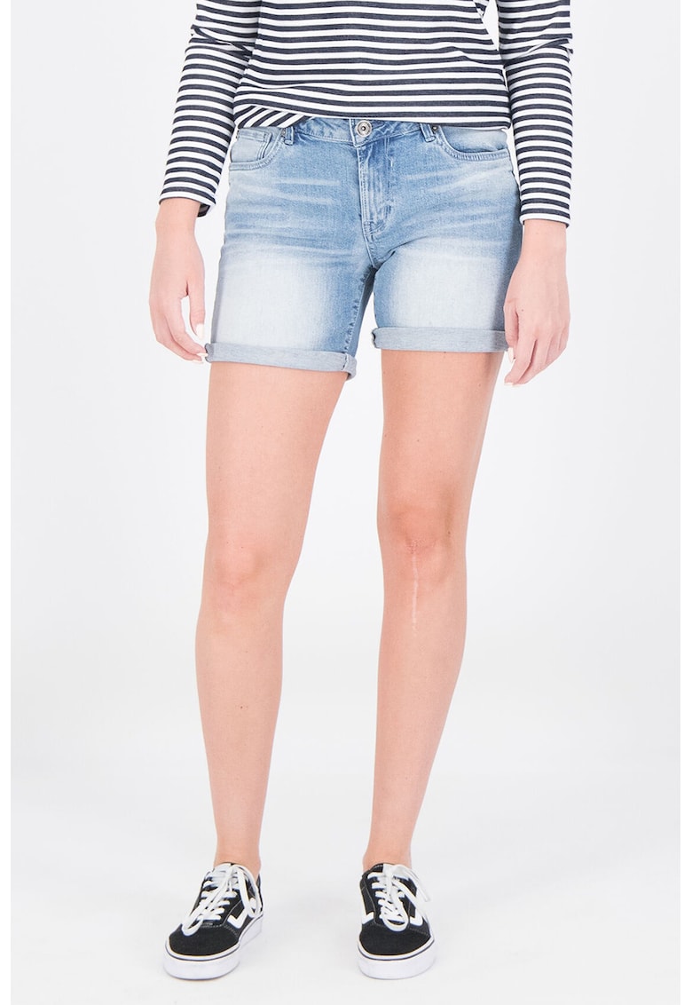 Pantaloni scurti slim fit din denim - cu aspect decolorat Rachelle - Albastru deschis