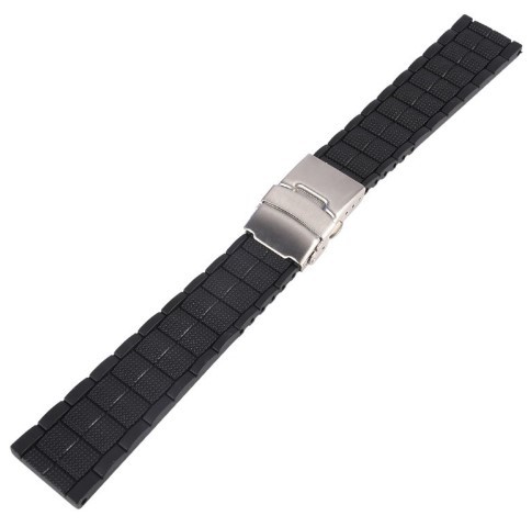 Curea Ceas 20mm 22mm Neagra Deployant Silicon WZ1391