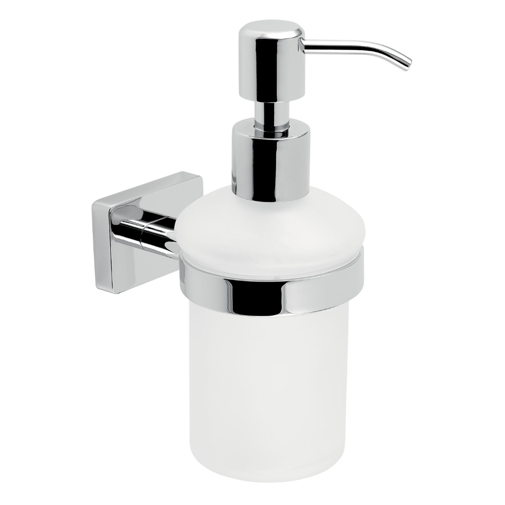 Dozator sapun Ferro Greta AGR34, aliaj metalic/sticla, alb, 9.8 x 7.97 x 16.5 cm