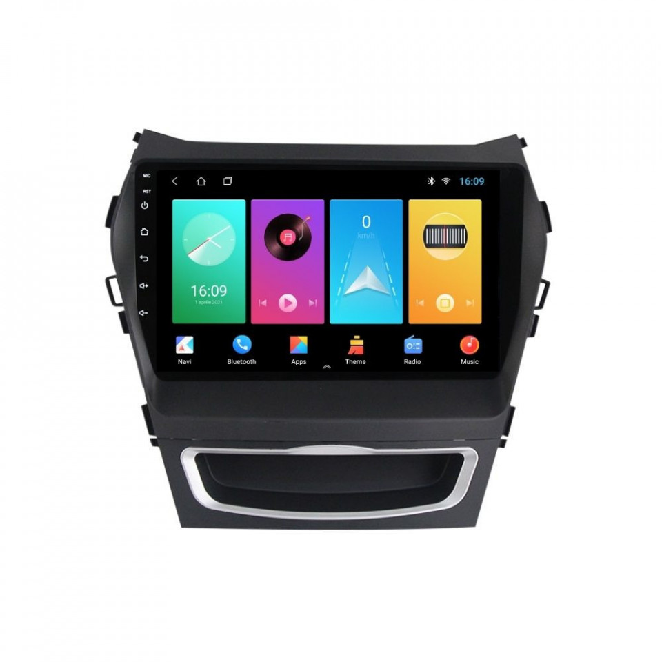 Navigatie dedicata cu Android Hyundai Santa Fe III / Grand Santa Fe 2012 - 2018, 1GB RAM, Radio GPS Dual Zone, Display HD IPS 9" Touchscreen, Internet Wi-Fi, Bluetooth, MirrorLink, USB
