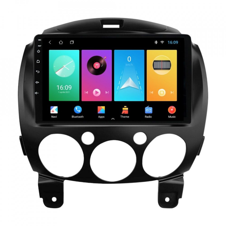 Navigatie dedicata cu Android Mazda 2 2007 - 2014, 1GB RAM, Radio GPS Dual Zone, Display HD IPS 9" Touchscreen, Internet Wi-Fi, Bluetooth, MirrorLink, USB
