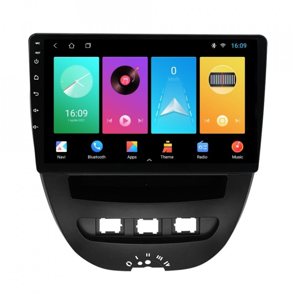 Navigatie dedicata cu Android Peugeot 107 2005 - 2014, 1GB RAM, Radio GPS Dual Zone, Display HD IPS 10" Touchscreen, Internet Wi-Fi, Bluetooth, MirrorLink, USB