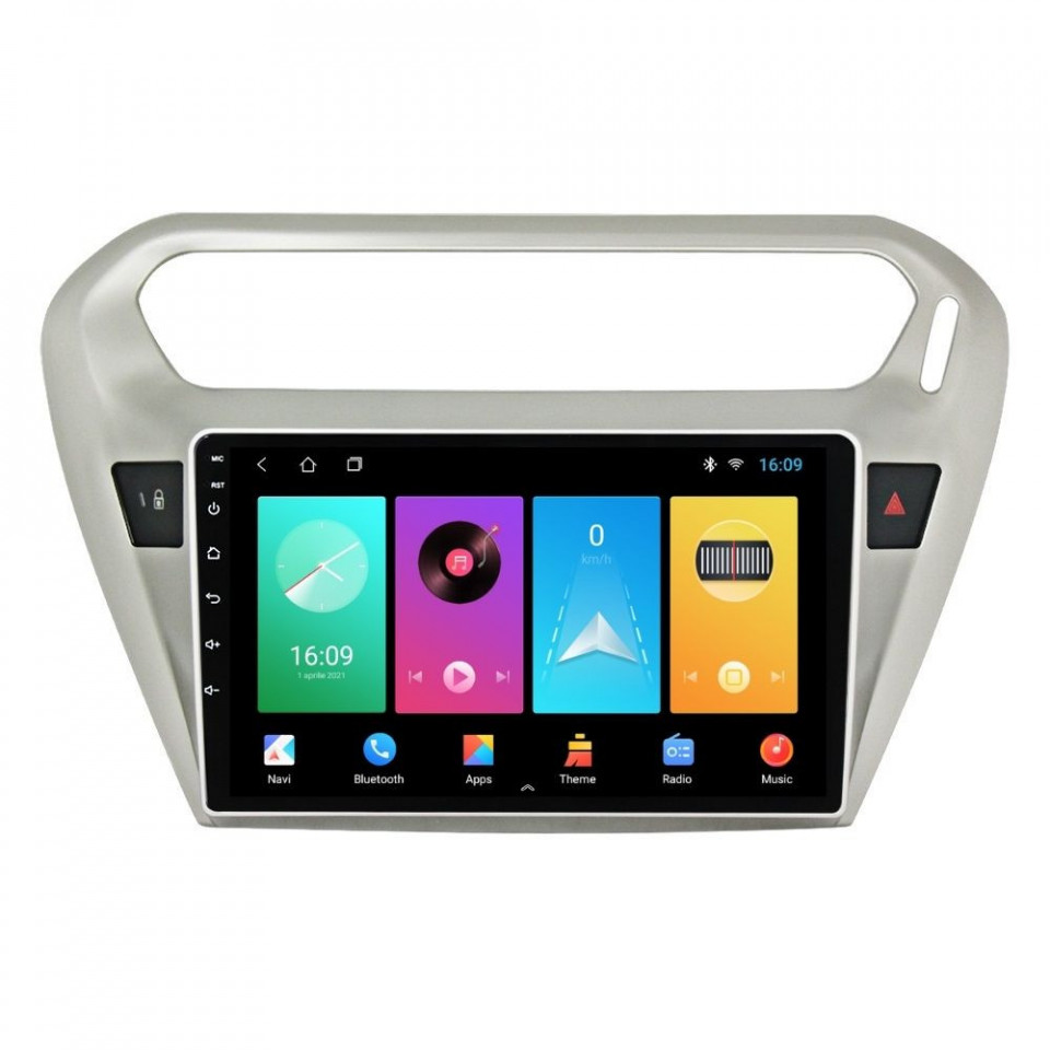 Navigatie dedicata cu Android Citroen C-Elysee 2012 - 2021, 1GB RAM, Radio GPS Dual Zone, Display HD IPS 9" Touchscreen, Internet Wi-Fi, Bluetooth, MirrorLink, USB