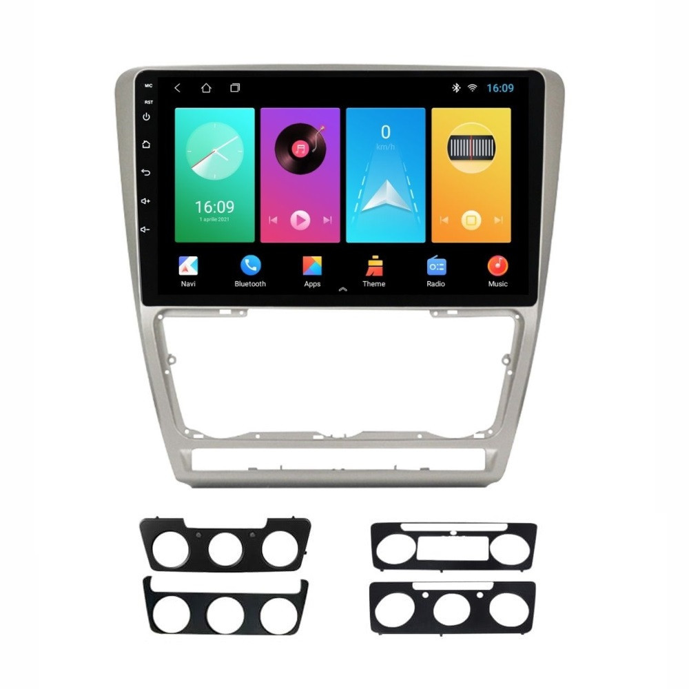 Navigatie dedicata cu Android Skoda Octavia II 2004 - 2013, gri, 1GB RAM, Radio GPS Dual Zone, Display HD IPS 10" Touchscreen, Internet Wi-Fi, Bluetooth, MirrorLink, USB