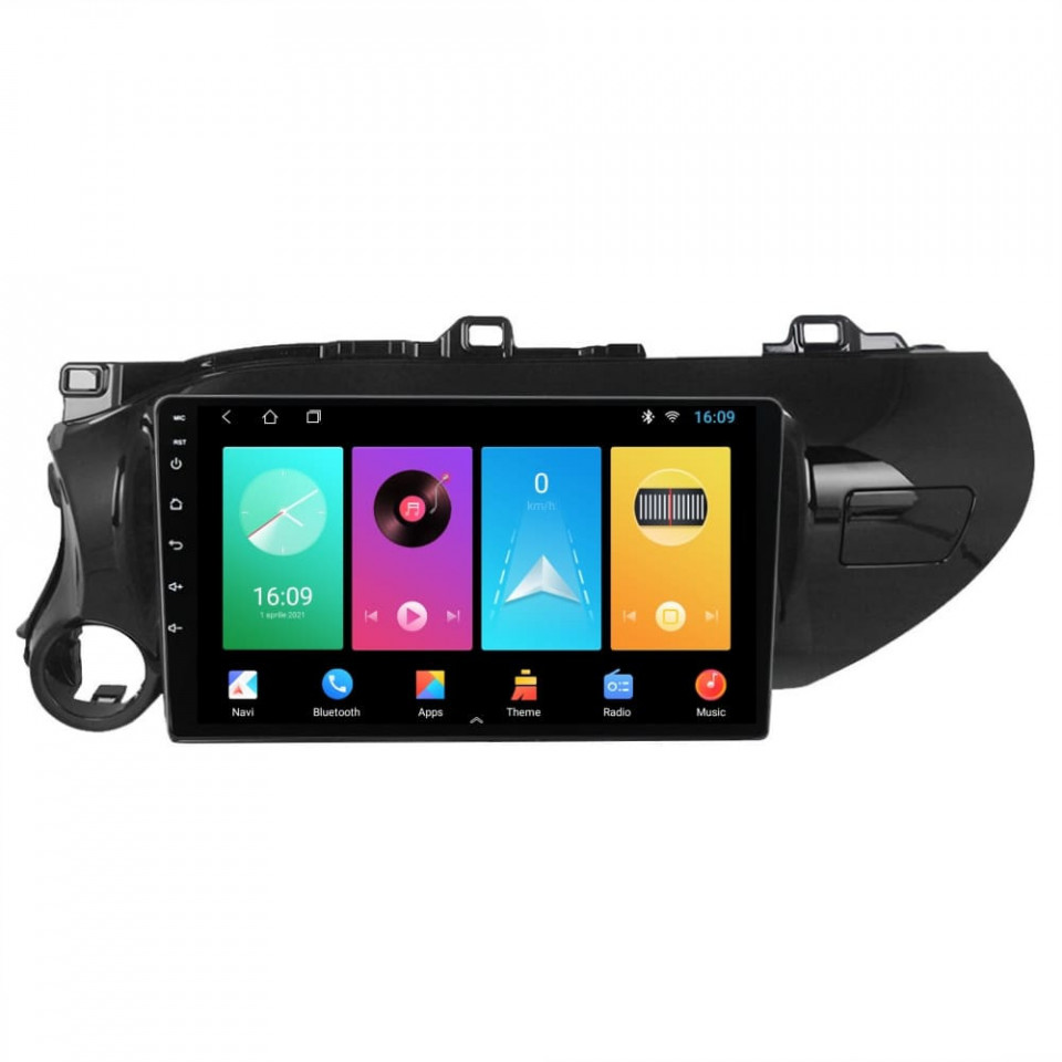 Navigatie dedicata cu Android Toyota Hilux VIII dupa 2015, 1GB RAM, Radio GPS Dual Zone, Display HD IPS 10" Touchscreen, Internet Wi-Fi, Bluetooth, MirrorLink, USB