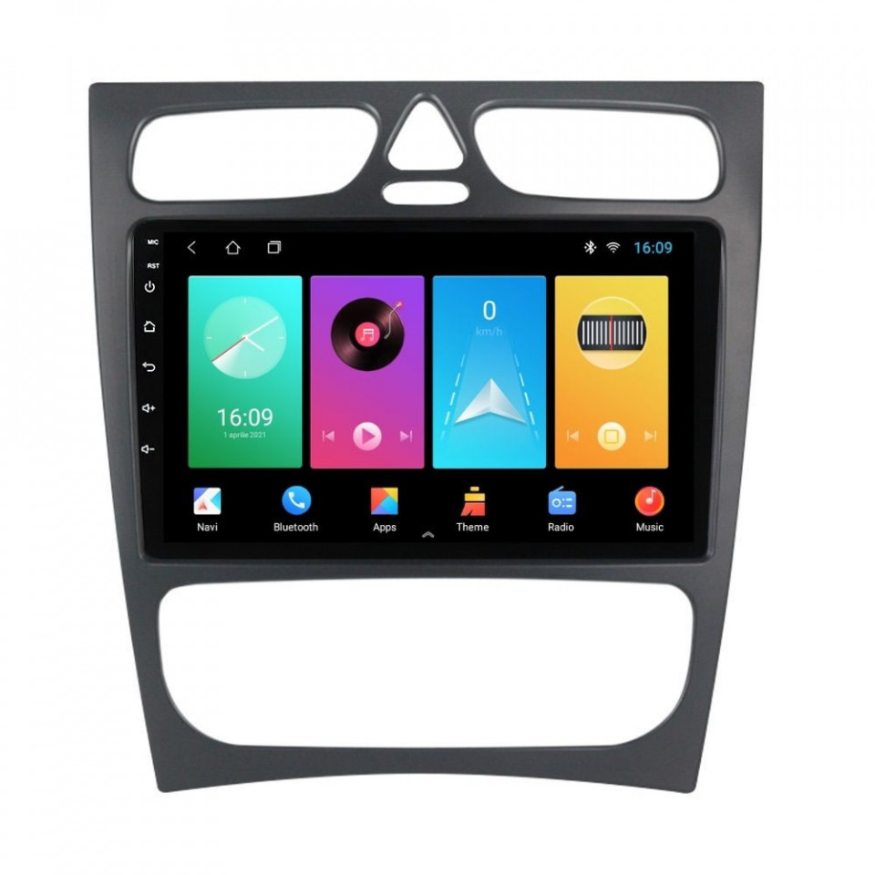 Navigatie dedicata cu Android Mercedes C-Class W203 2000 - 2004, 2GB RAM, Radio GPS Dual Zone, Display HD IPS 9" Touchscreen, Internet Wi-Fi, Bluetooth, MirrorLink, USB