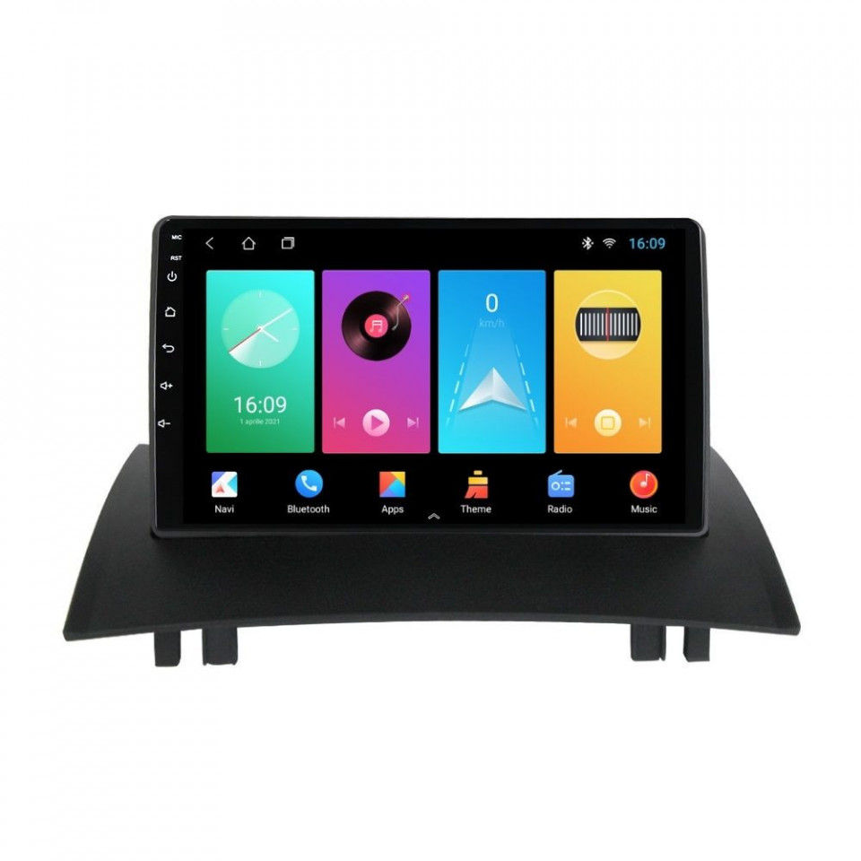 Navigatie dedicata cu Android Renault Megane II 2001 - 2009, 2GB RAM, Radio GPS Dual Zone, Display HD IPS 9" Touchscreen, Internet Wi-Fi, Bluetooth, MirrorLink, USB