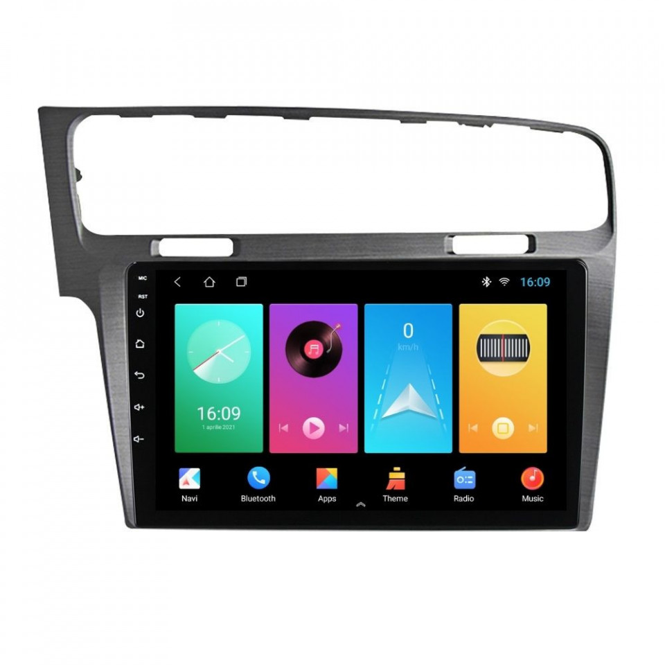 Navigatie dedicata cu Android VW Golf VII 2012 - 2019, argintiu, 2GB RAM, Radio GPS Dual Zone, Display HD IPS 10" Touchscreen, Internet Wi-Fi, Bluetooth, MirrorLink, USB