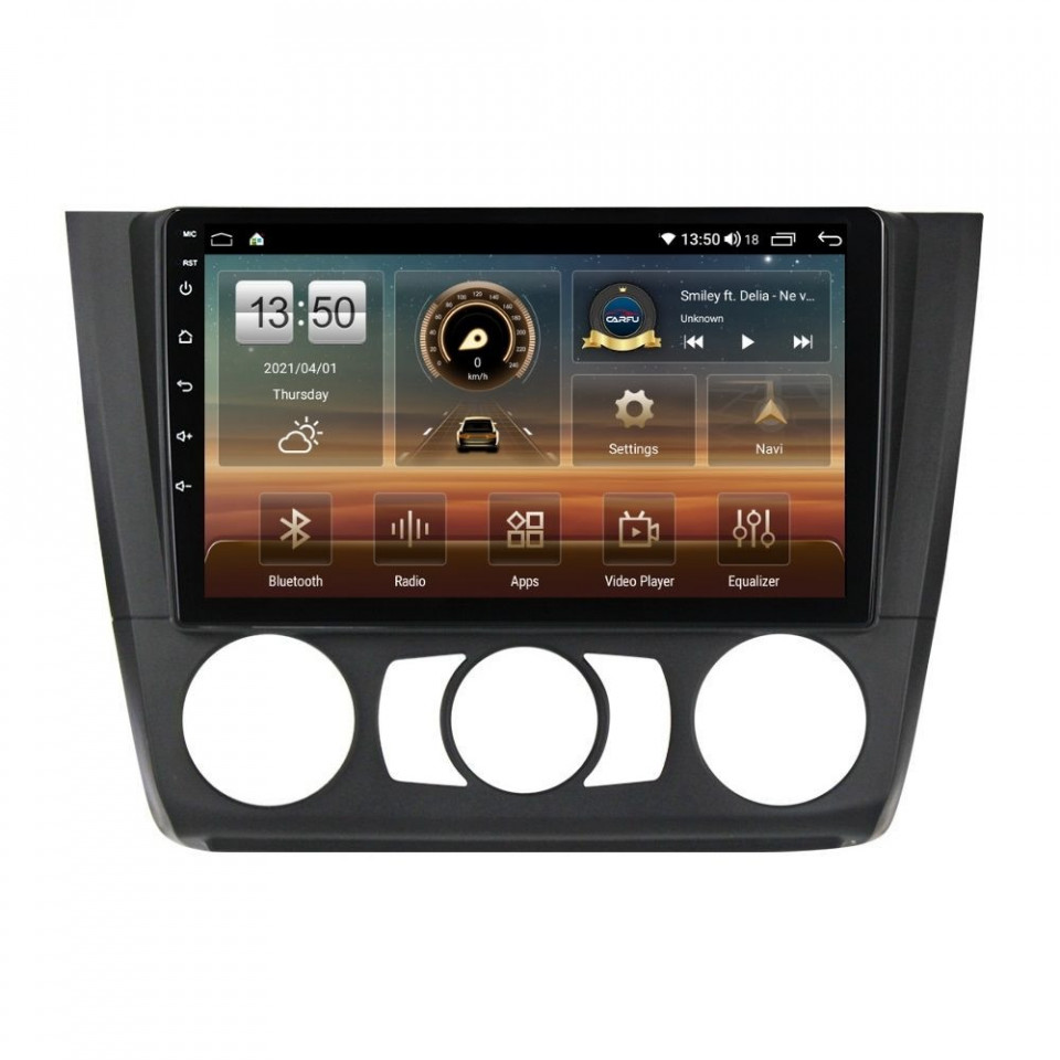 Navigatie dedicata cu Android BMW Seria 1 (E81 / E87) 2007 - 2013, clima manuala, 4GB RAM, Radio GPS Dual Zone, Display HD QLED 9" Touchscreen, Internet Wi-Fi si slot SIM 4G, Bluetooth, MirrorLink, USB