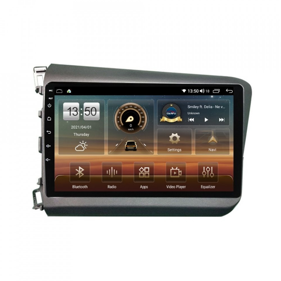 Navigatie dedicata cu Android Honda Civic IX Sedan 2011 - 2015, 4GB RAM, Radio GPS Dual Zone, Display HD QLED 9" Touchscreen, Internet Wi-Fi si slot SIM 4G, Bluetooth, MirrorLink, USB