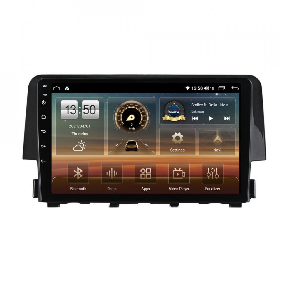 Navigatie dedicata cu Android Honda Civic X 2015 - 2021, 4GB RAM, Radio GPS Dual Zone, Display HD QLED 9" Touchscreen, Internet Wi-Fi si slot SIM 4G, Bluetooth, MirrorLink, USB