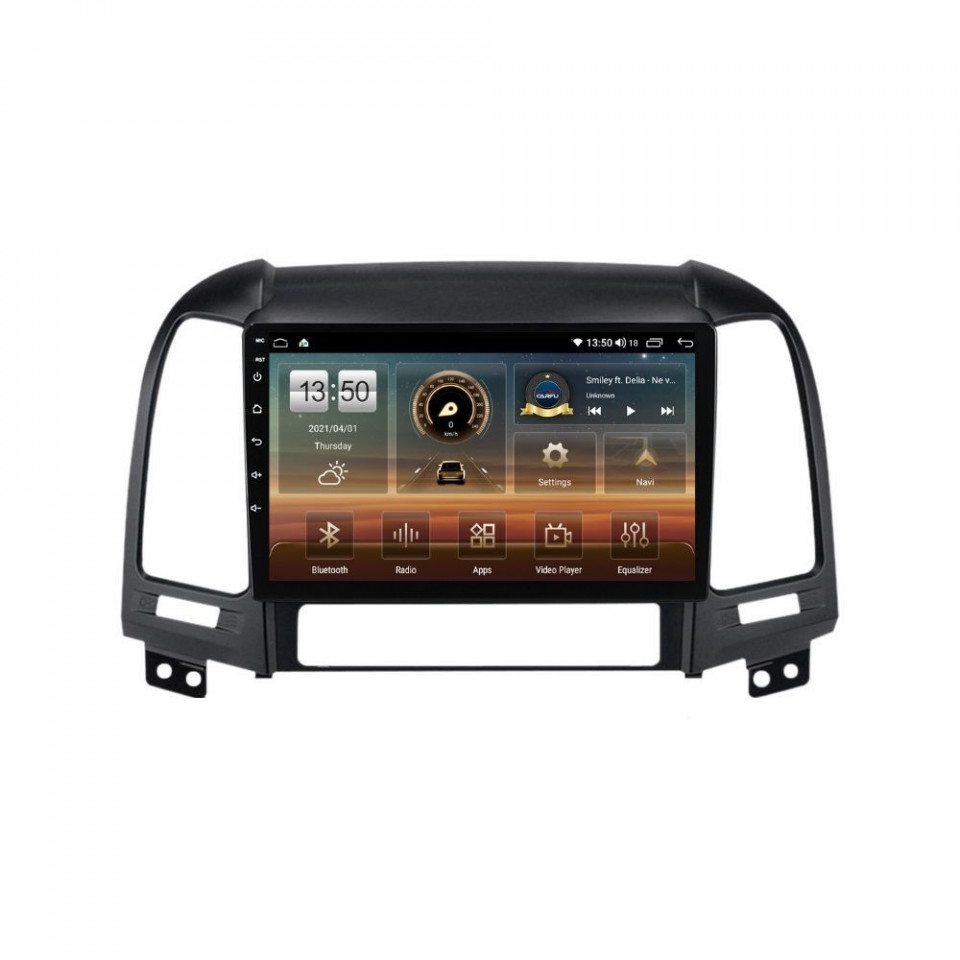 Navigatie dedicata cu Android Hyundai Santa Fe II 2006 - 2012, 4GB RAM, Radio GPS Dual Zone, Display HD QLED 9" Touchscreen, Internet Wi-Fi si slot SIM 4G, Bluetooth, MirrorLink, USB