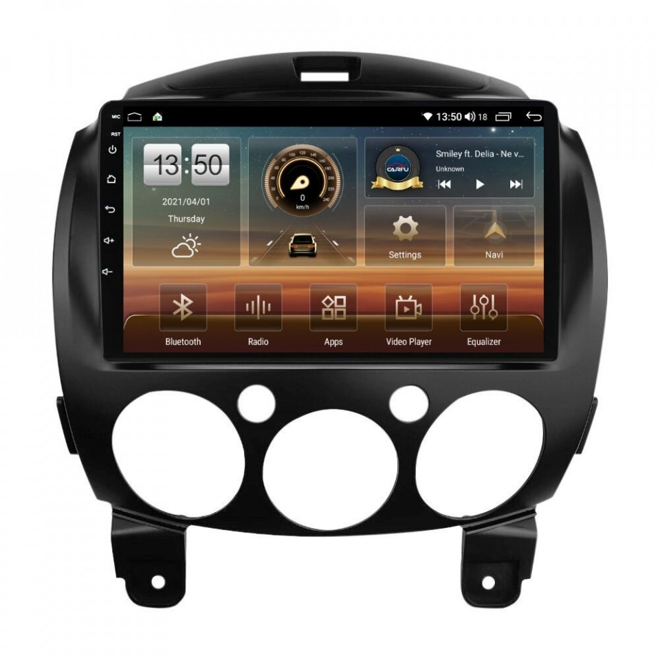 Navigatie dedicata cu Android Mazda 2 2007 - 2014, 4GB RAM, Radio GPS Dual Zone, Display HD QLED 9" Touchscreen, Internet Wi-Fi si slot SIM 4G, Bluetooth, MirrorLink, USB