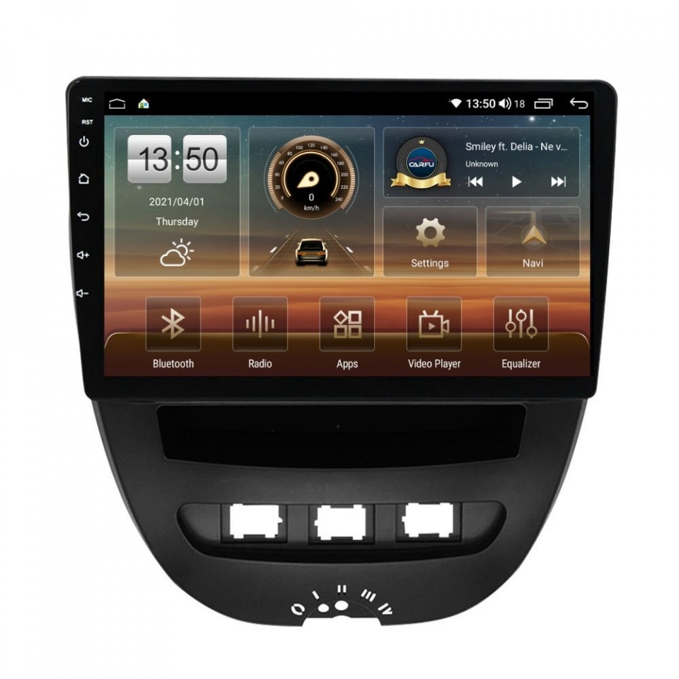 Navigatie dedicata cu Android Toyota Aygo 2005 - 2014, 4GB RAM, Radio GPS Dual Zone, Display HD QLED 10" Touchscreen, Internet Wi-Fi si slot SIM 4G, Bluetooth, MirrorLink, USB