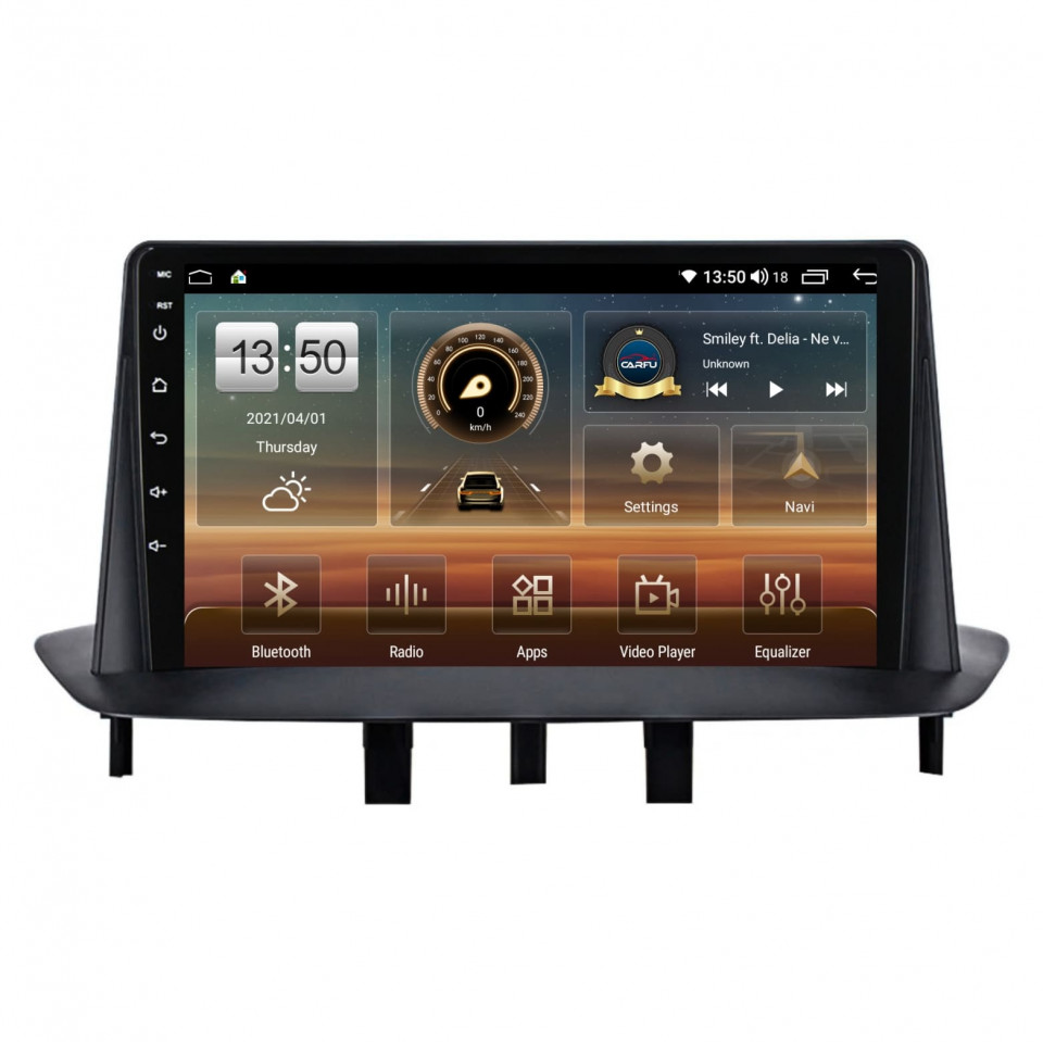 Navigatie dedicata cu Android Renault Megane III 2009 - 2016, 4GB RAM, Radio GPS Dual Zone, Display HD QLED 9" Touchscreen, Internet Wi-Fi si slot SIM 4G, Bluetooth, MirrorLink, USB