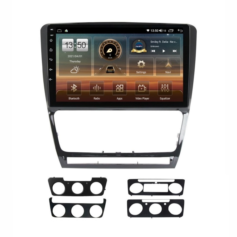 Navigatie dedicata cu Android Skoda Octavia II 2004 - 2013, negru, 4GB RAM, Radio GPS Dual Zone, Display HD QLED 10" Touchscreen, Internet Wi-Fi si slot SIM 4G, Bluetooth, MirrorLink, USB